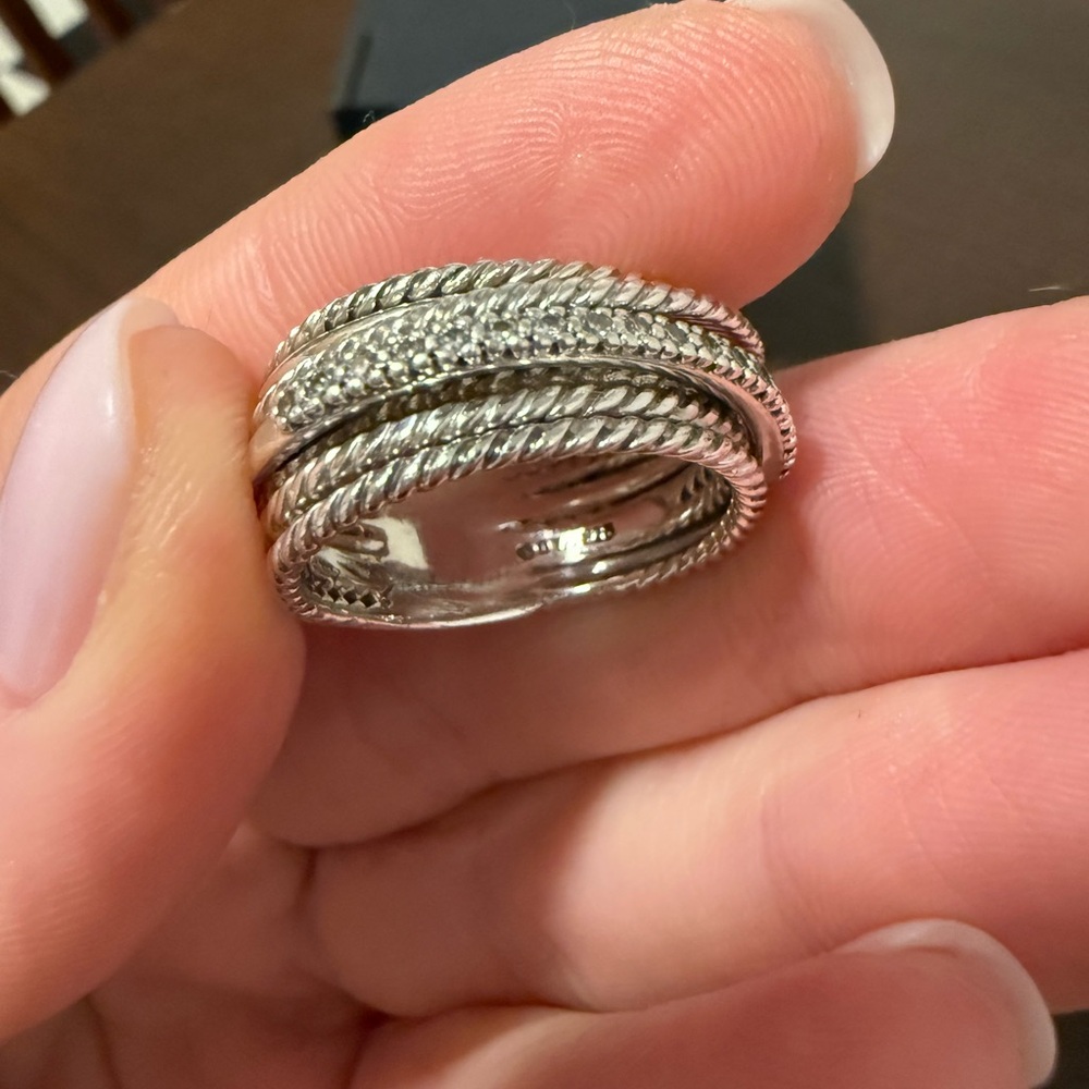 David Yurman Silver Twisted Rope Ring